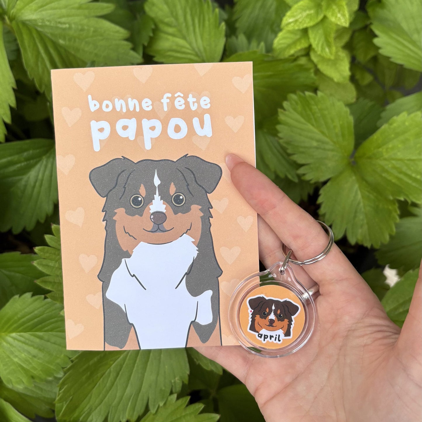 Carte et porte-clé personnalisé chien