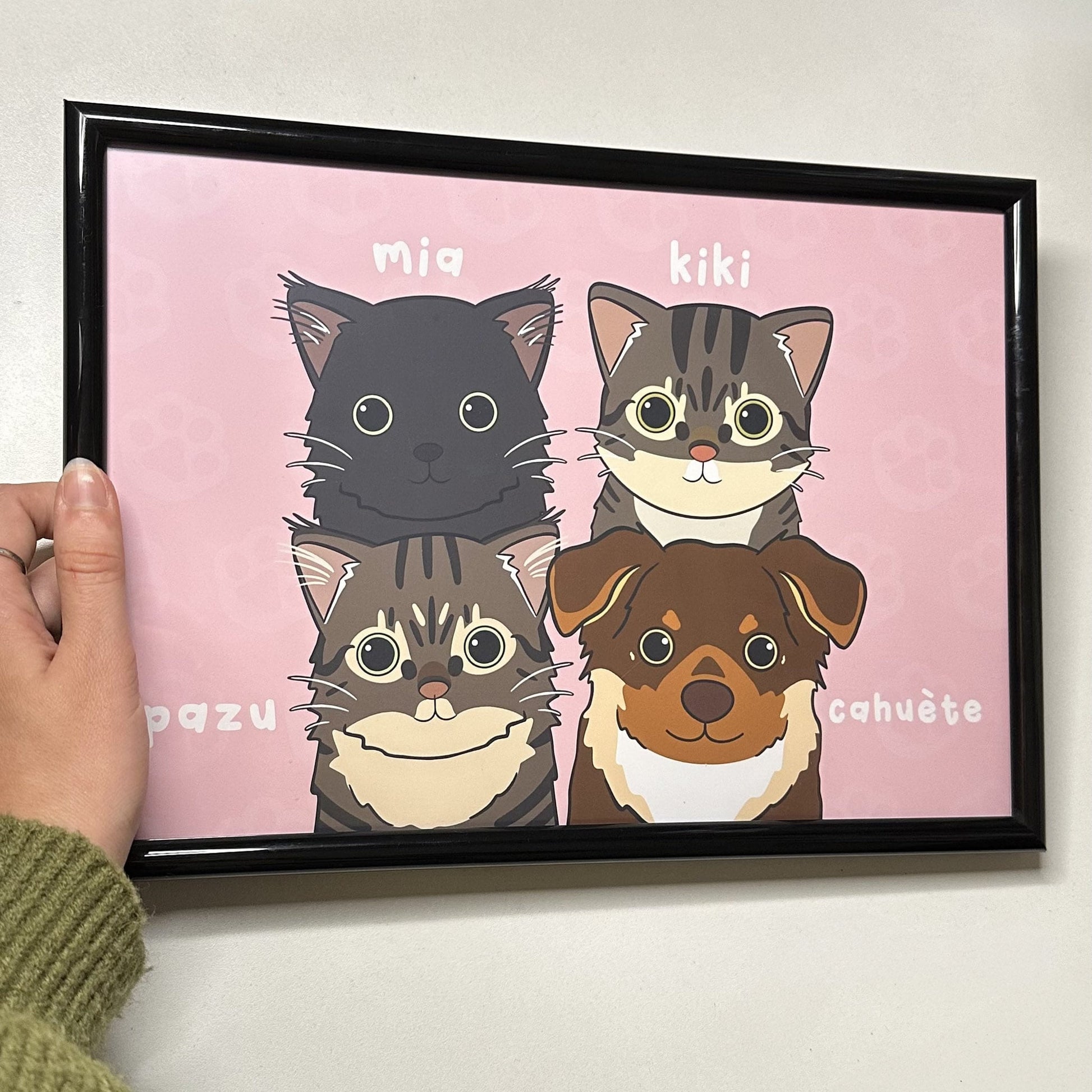 Portrait cadre personnalisé chat et chien