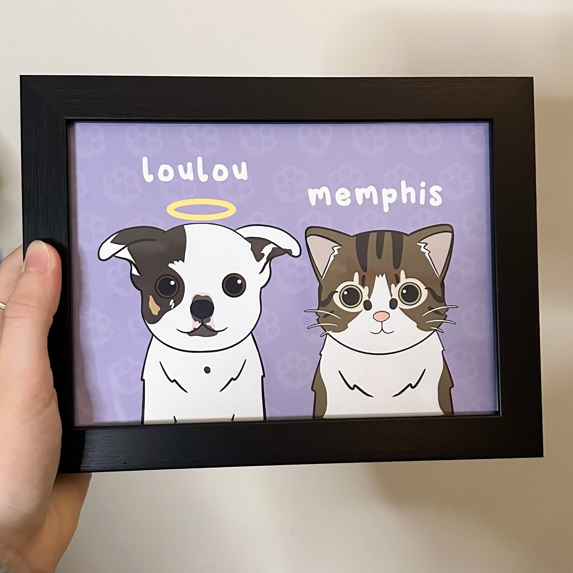 Portrait personnalisé chat et chien souvenir