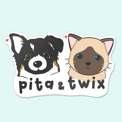 Double stickers personnalisé Chat et Chien